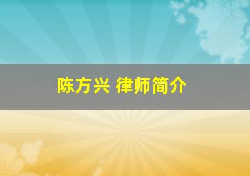 陈方兴 律师简介